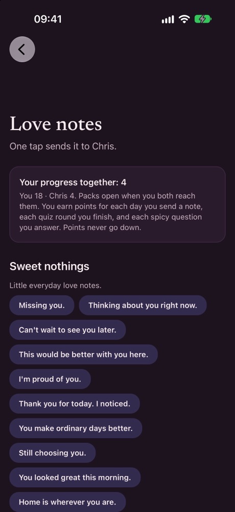 Love notes with one-tap messages